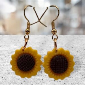 Handmade Sunflower Drop Earrings